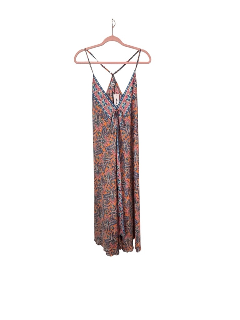 NWT White Waves Paisley Boho Maxi Dress - Travel Ready! Sz. S/M